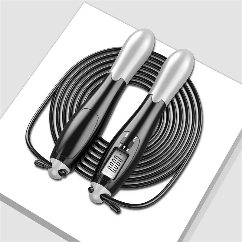 Adjustable Digital Counting Jump Rope with Steel Cable for Fitness Workout Speed Skipping Rope for Adults Kids Home Gym Training